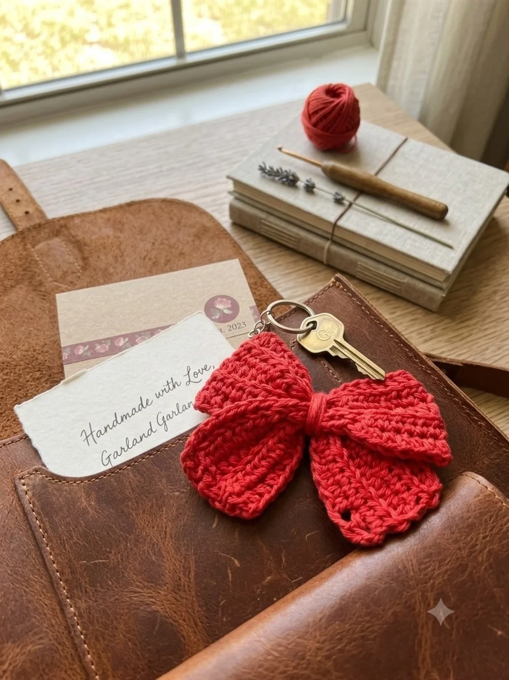 Handmade Crochet Bow Keychain • Red Coquette Bag Charm